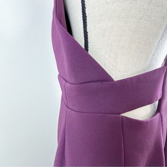 FRAMED Burgundy Deep-V Neck Evening Dress Cut-out Back Front Wrap Slit New Sz L - Picture 9 of 13